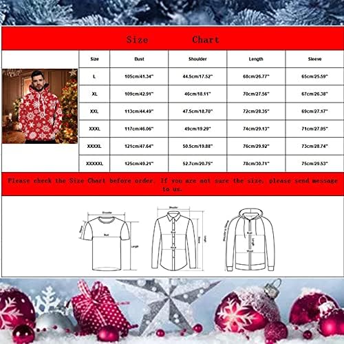 Erkek Cep Baskılı Uzun Kollu Urgan Moda Kapşonlu Noel Bluzlar Üst Erkek Salonu Kazak Seti