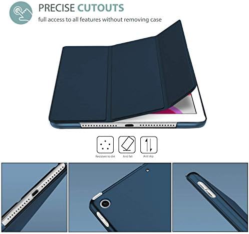 ProCase iPad 10.2 7th Nesil Donanma İnce Sert Shell Kılıf Paketi ile Siyah Katlanabilir Cep Telefonu / Tablet Standı