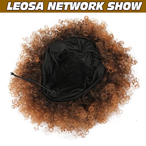 LEOSA Afro Kıvırcık Kafa Bandı Peruk Siyah Kadınlar için Kağıt Oyunu Kahverengi Kısa Kafa Bandı Afro Peruk Kafa Bandı