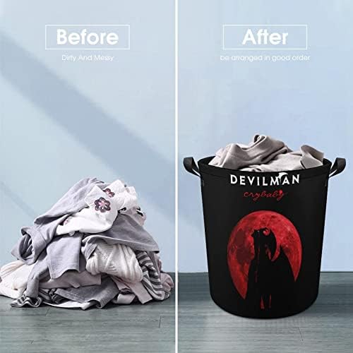 Devilman Crybaby çamaşır sepeti Katlanabilir Kumaş Sepet Yastıklı Kolları giysi sepetleri Dayanıklı Kovaları Kolay