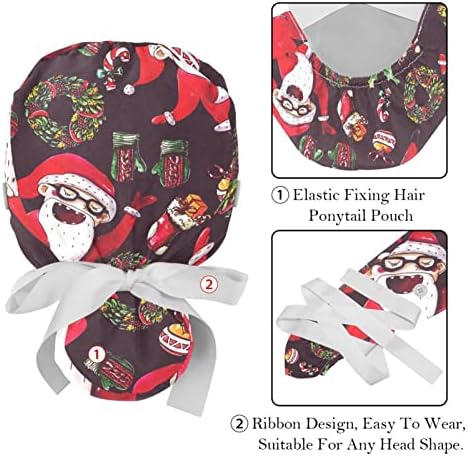 Podery 2 Paket çalışma kapağı Kadınlar için Düğme ile Uzun Saç Ayarlanabilir Elastik Kravat Geri Şapka Kabarık Kapaklar