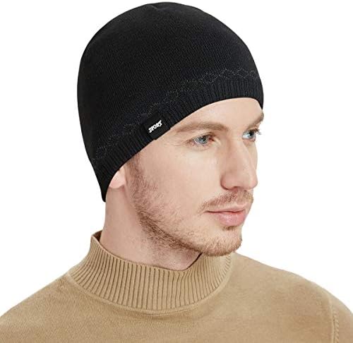 Bodvera Erkek Kış Bere Şapka Sıcak Örgü Kaflı Düz Kızak Kayak Kafatası Kap (3 Desen)