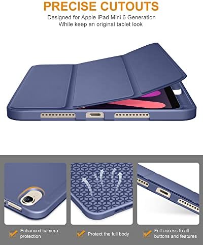 DTTO iPad kılıfı Mini 6th Nesil 2021 kalemlik, Ultra Hafif Manyetik Akıllı Kapak TPU Yumuşak Arka Kabuk [Otomatik