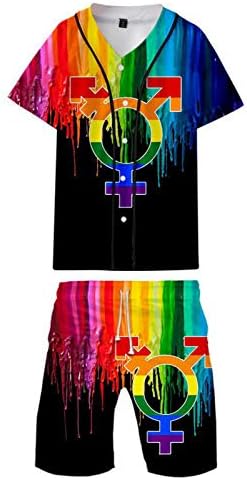 Honeystore erkek LGBT Baskı T-Shirt Şort Setleri Rahat Spor 2 Parça Eşofman Kıyafetler