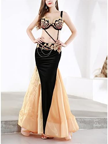 KLHHG Kadın Sahne Oryantal Dans Kostüm Set Giyim Sutyen Kemer Fishtail Etek Uzun Mermaid Kıyafet 3 adet Elbiseler