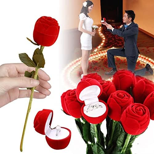 Gül Yüzük Kutusu Kırmızı Takı doğum günü hediyesi Küpe Düğün Önerisi Nişan Sevgililer Günü Romantik Sevgililer Hatıra