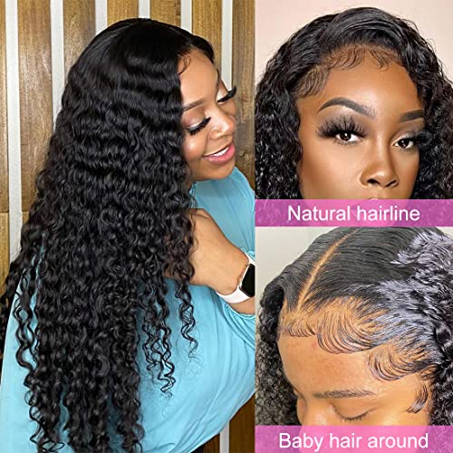 Derin Dalga dantel ön peruk insan saçı Peruk Siyah Kadınlar için 150% Yoğunluk 13x4 HD ön peruk İnsan Saçı dantel