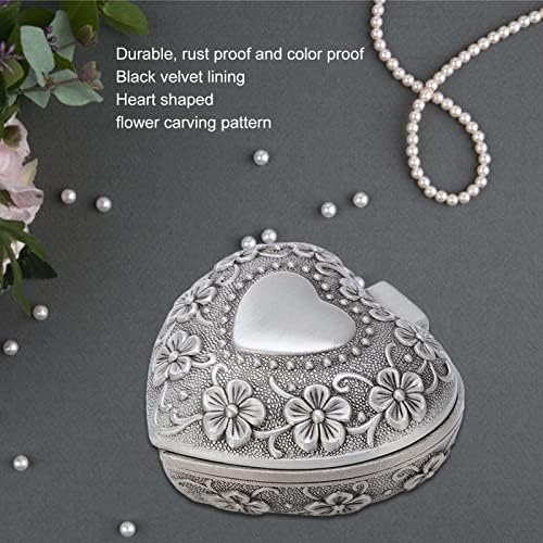 YEmirth Vintage Kalp Şekli Mücevher Kutusu, Küçük Antika Yüzük / Küpe / Kolye Depolama Organizatör Vaka, Kadınlar