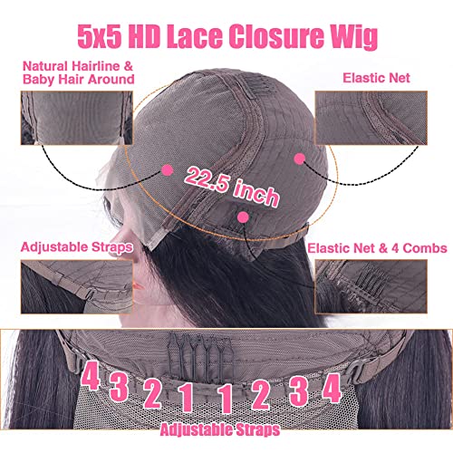 5x5 düz dantel ön peruk insan saçı 5x5 HD dantel kapatma peruk 180 % yoğunluk brezilyalı bakire düz insan saçı peruk
