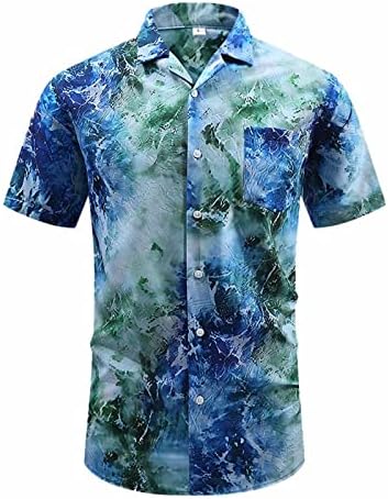 WENKOMG1 havai gömleği Erkekler için, Kısa Kollu Grafik Casual Düğme Aşağı Gömlek Yaz Plaj Gömlek Tropikal Tatil T-Shirt