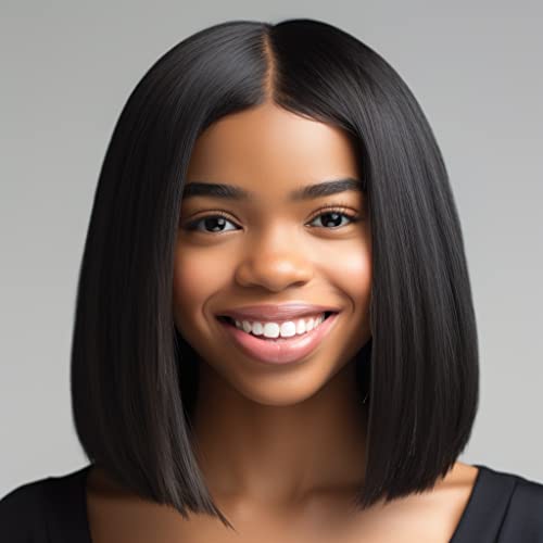 Bob peruk insan saçı sırma ön peruk Düz 13X4 Siyah Kadınlar için Ön Koparıp Omuz Üstü Uzunluk Kısa Doğal Renk Şık