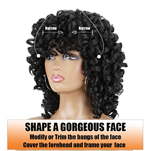 PHOENİXFLY kısa Afro kıvırcık sentetik saç peruk siyah kadınlar için Afrika doğal siyah gevşek kıvırcık kabarık omuz