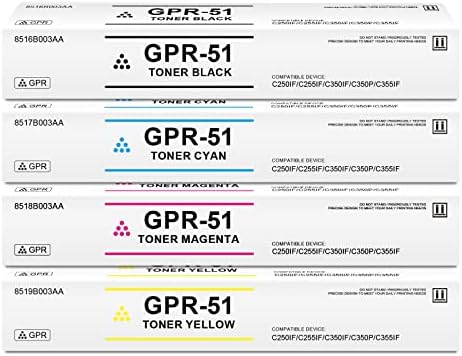 GPR - 51 Toner Kartuşları Set Siyah Mavi Kırmızı Sarı için Uyumlu Canon GPR51 8516B003AA 8517B003AA 8518B003AA 8519B003AA